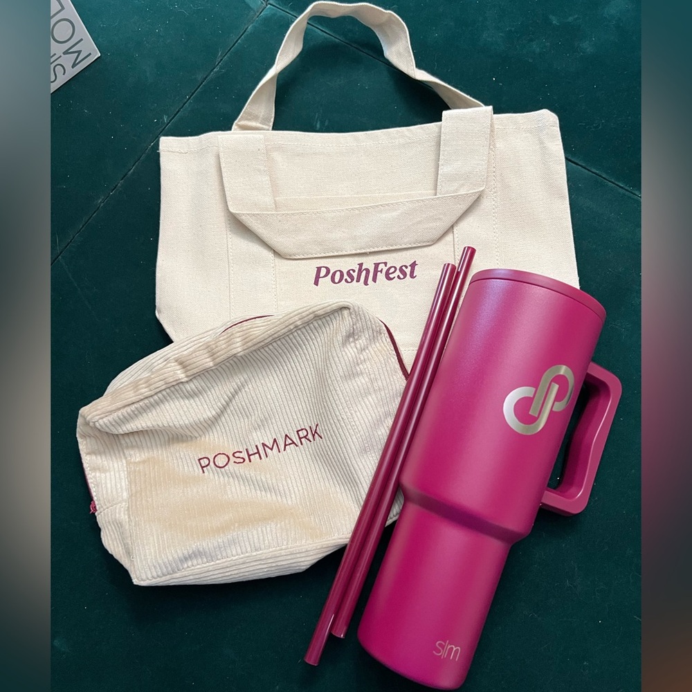 Poshmark Bundle - Water Bottle, Canvas Tote, and Zipper Bag